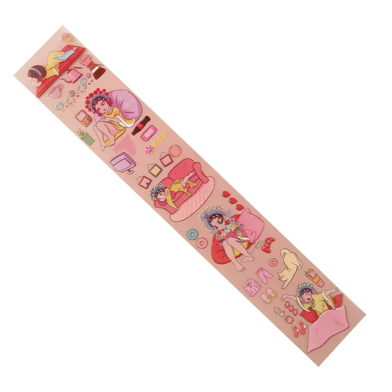 

Kawaii PET long strip packaging tape cute Chinese style cartoon drama fine hand account decoration stickers cute stickers