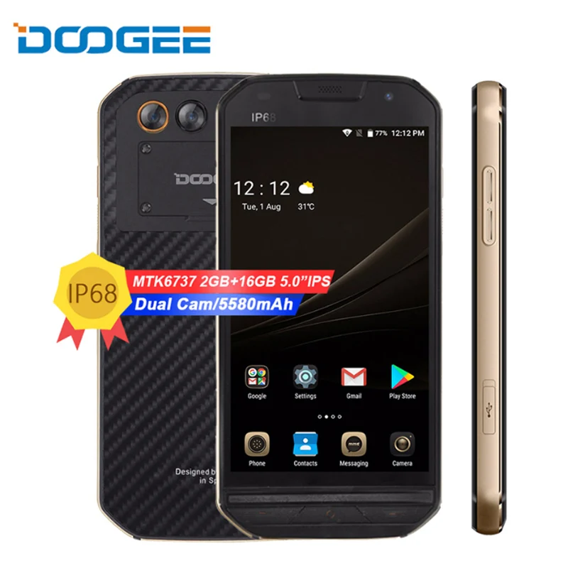 DOOGEE S30 4G LTE мобильный телефон 5 0 дюймов четыре ядра 2 Гб ОЗУ 16 ПЗУ Android 7 5580 мА/ч