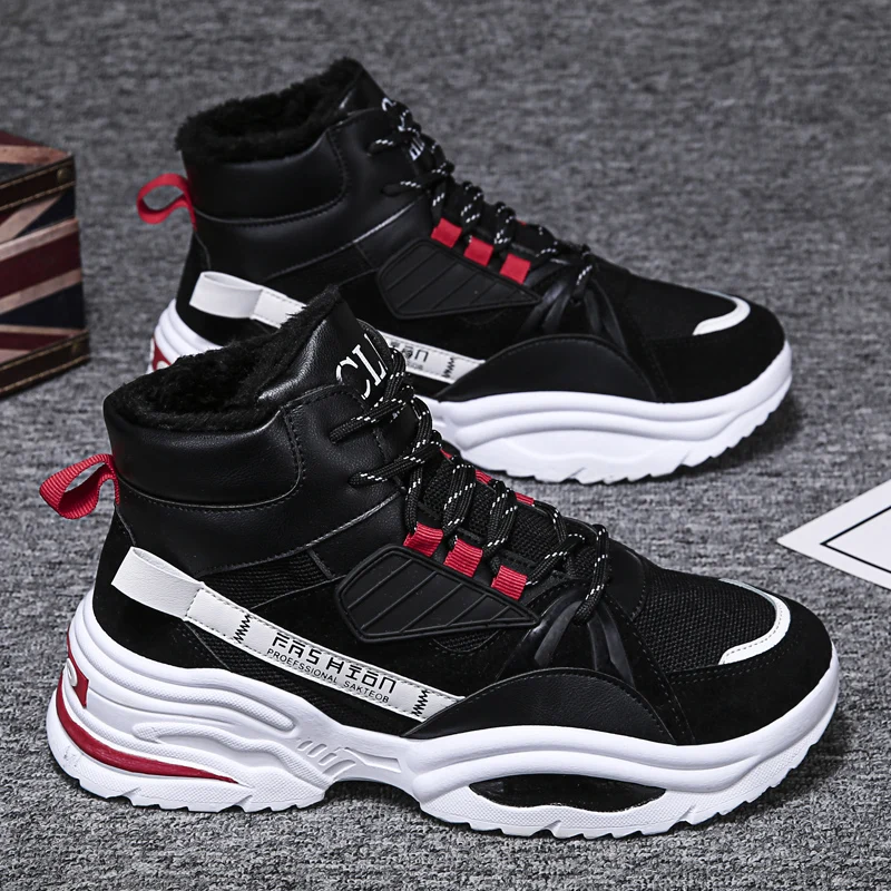 2020 Warm Men's Winter Running Shoes Colorful Athletic Male Sneakers Plush Fur Insole Snow Boots Fitness Fashion Footwear Brand | Спорт и