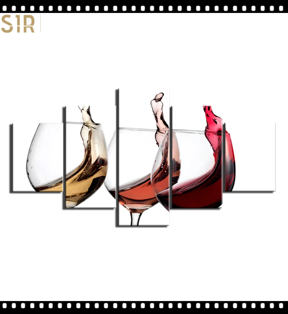 

HD 5 Pieces Red Wine Pictures Print Posters Wall HD Art Home Decor for Living Room Painting on The Wall Pictures Wine Wall Art