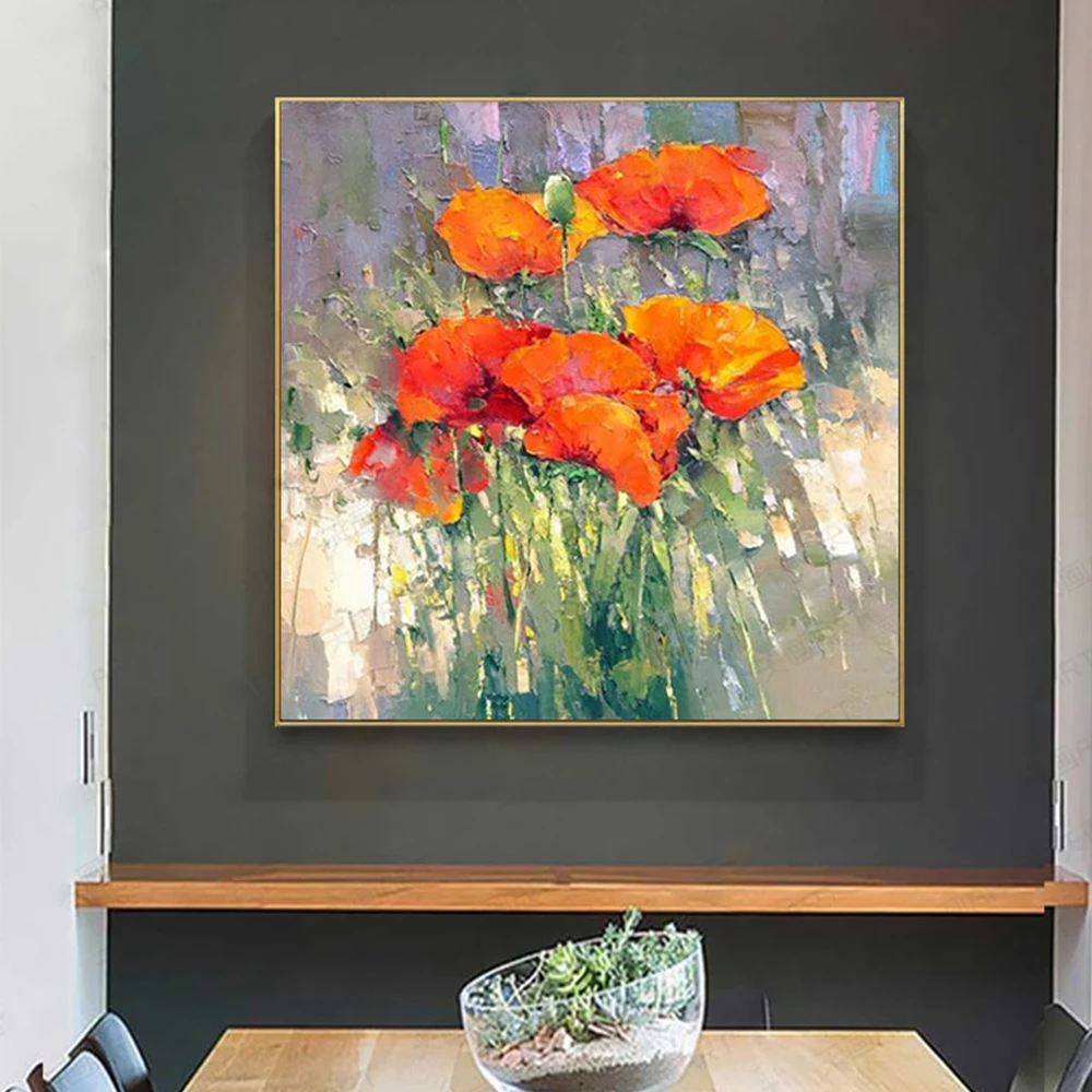 

3D Knife Flower Oil Painting On Canvas Hand Painted Artwork Abstract Floral Oil Paintings Living Room Home Decoration Unframed