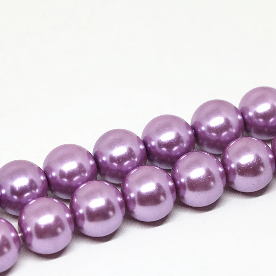 Романтические фиолетовые круглые бусины B1620 из ракушек с искусственным жемчугом