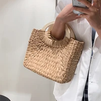2021 summer new small straw casual womens totes bag woven beach picnic travel ladies handbags with drawstring woman