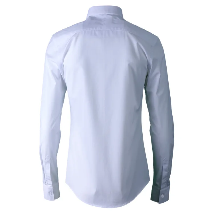 

100% Cotton Men Shirt Fashion Placket Embroidered Long Sleeve Mens Dress Shirt White Black Mens Shirts Casual Slim Fit