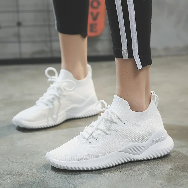 2019 осень Новая женская обувь кроссовки Летающие тканые из сетчатого материала на