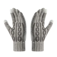 autumn winter unisex gloves jacquard touch screen thicken warm full finger knitted gloves