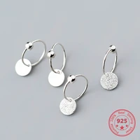 authentic 100 s925 sterling silver minimalist round bead classic hoop earrings for fashion women party fine jewelry accessories