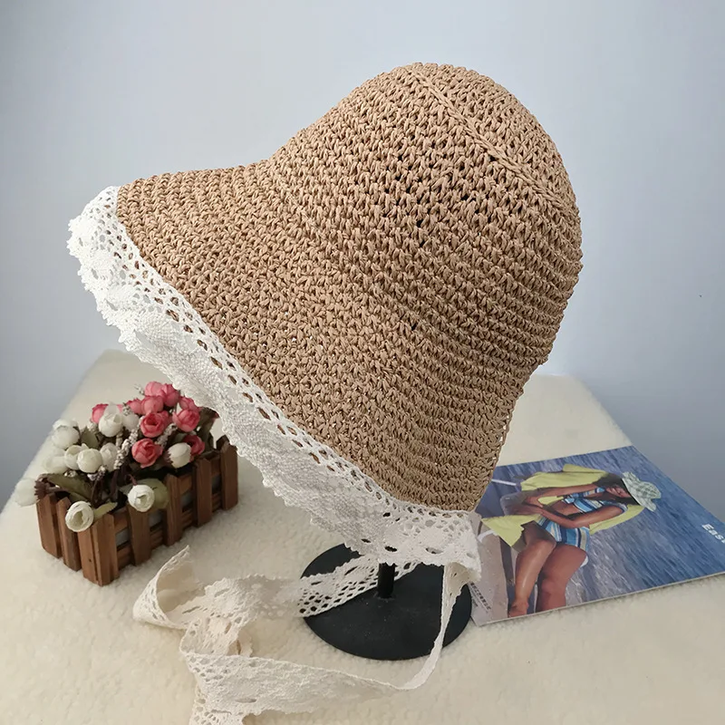 Панама Bts женская Соломенная кружевная пляжная шляпа модная шапка в Корейском