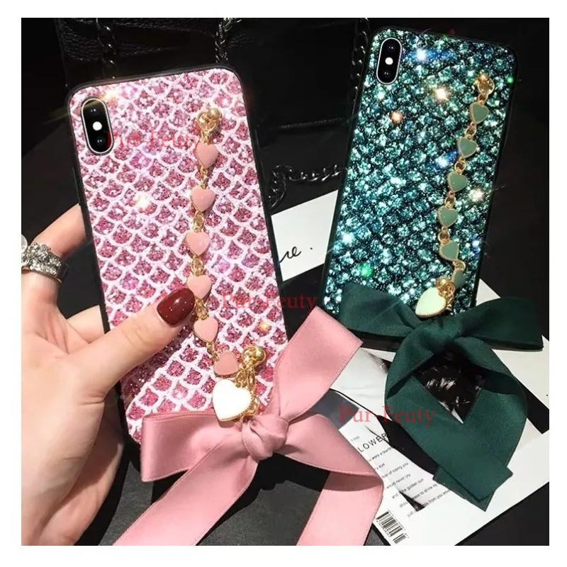 Чехол для телефона блестящий браслет ожерелье бант сердечко чехол Samsung Galaxy A10 A10E