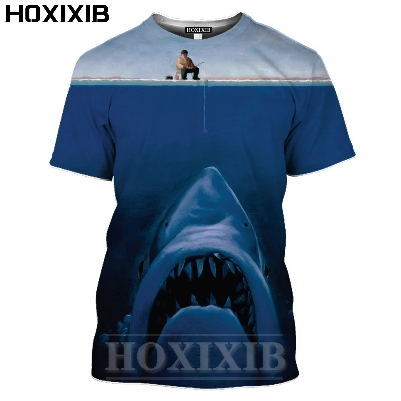 Футболка HOXIXIB мужская с 3D-принтом морской жизни тигра акулы футболка для косплея