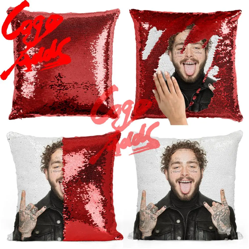 Подушка с блестками Post Malone | Наволочка Двухцветная подушка Подарок для нее Него