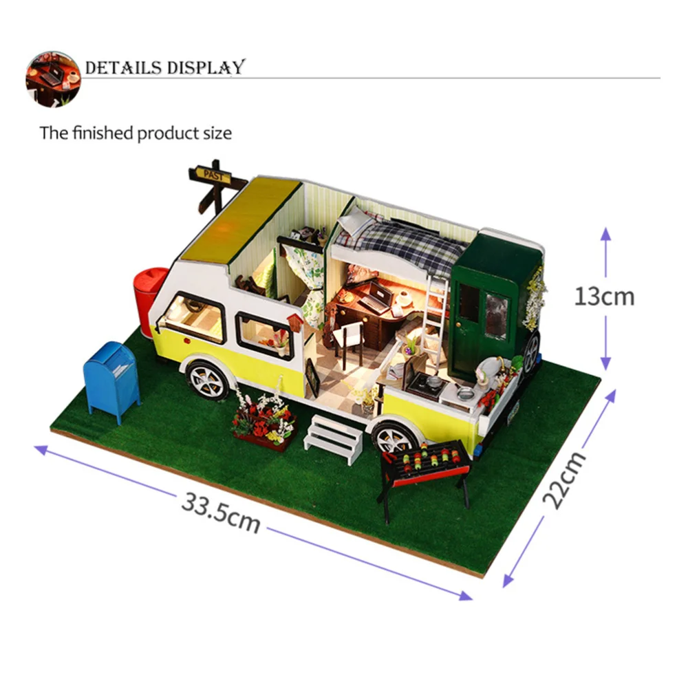 

DIY House Assemble Miniature House Kit LED Furniture Kit Small House Model Miniature House Model Assembled Car Room