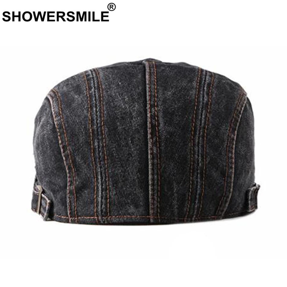Мужская джинсовая шляпа SHOWERSMILE потертая Осенняя Duckbill хлопковая Регулируемая