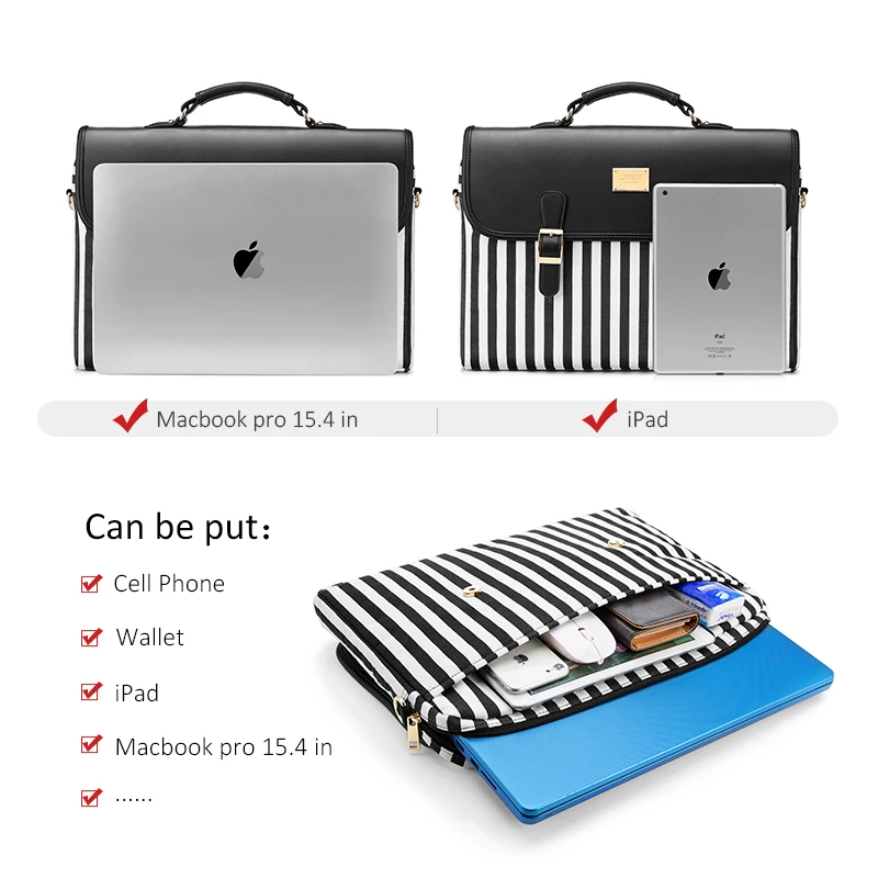 LOVEVOOK women handbag fashion stripe canvas laptop bags for office ladies 2020 shoulder crossbody bag business trip |
