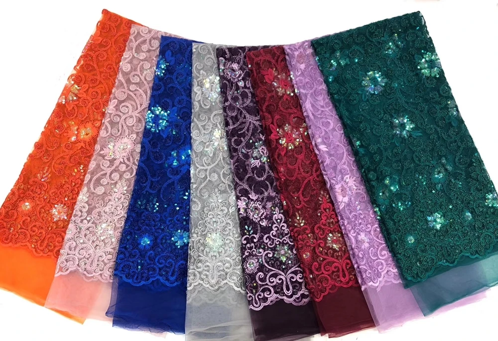 Анна французские пайетки кружевная ткань 2020 Высокое качество фиолетовая вышивка