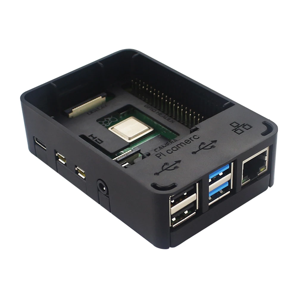 

Plastic Case Box Enclosure with Cooling Fan Kit for Raspberry Pi 4 Model B 4B removable Cooler Heat Sink Shell
