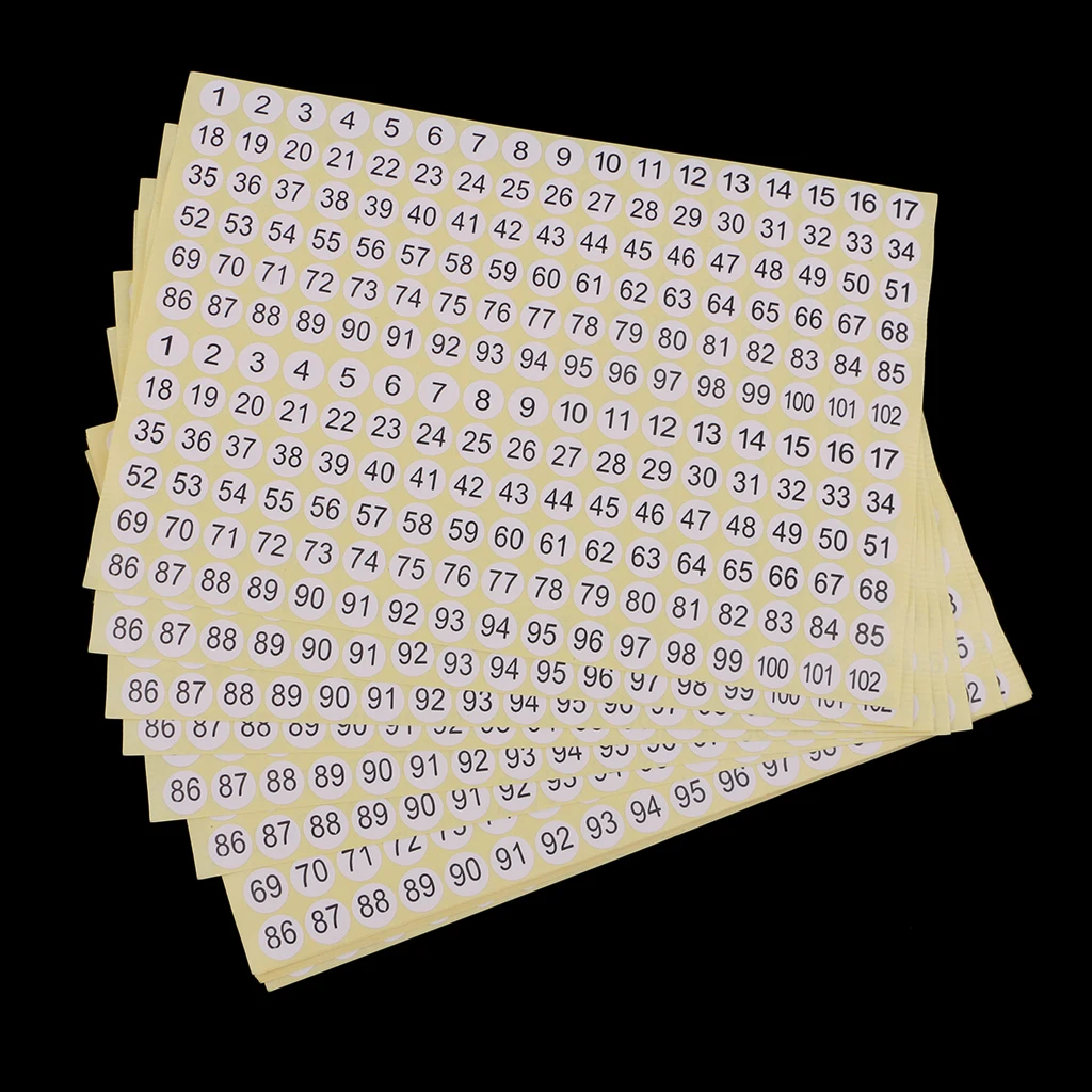 15 Sheets Round Sticky 1 to 102 Numbers Stickers Self Adhesive Small Garment Numbered Labels for Home School &amp Office Use | Дом и сад