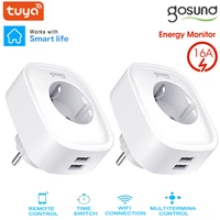 gosund tuyasmart life wifi smart plug socket with 2 usb outlet 16a eu control home appliances work with alexa google smart home