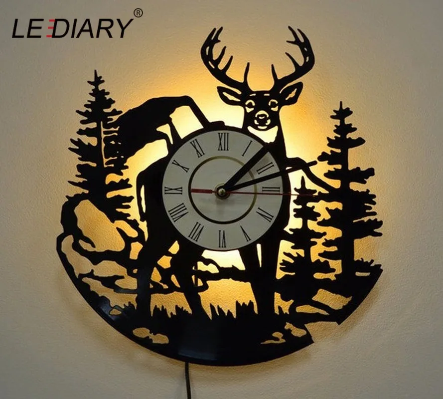 LEDIARY Ретро виниловая запись настенная лампа часы RGB пульт дистанционного