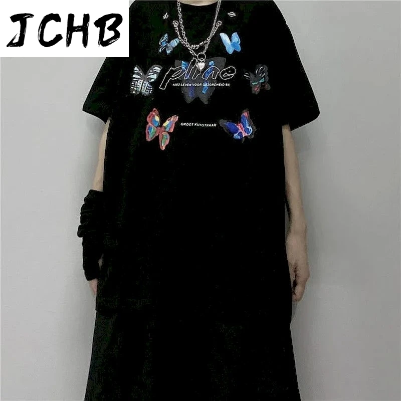 

2021 White Printed Gothic Korean t Shirt Women Cotton t Shirts T-shirts Plus Size Clothing Harajuku Tops Short Sleeve Summer Tee