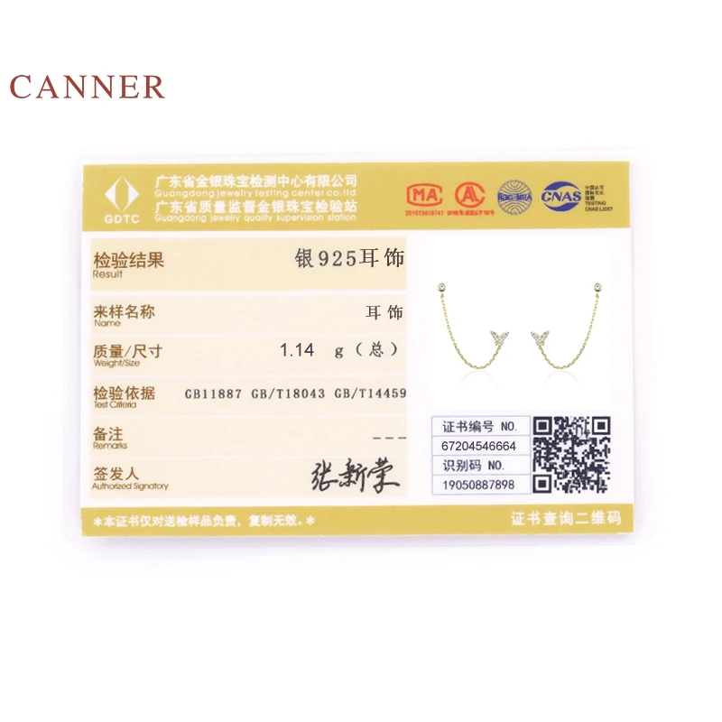 

CANNER Earrings For Women 925 Sterling Silver Pendientes Individual Chain Tassel Butterfly Piercing Stud Earrings Fine Jewelry