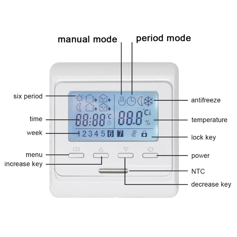 

2021 New 16A 230V AC Digital Electric Water Heating Temperature Controller LCD Programmab