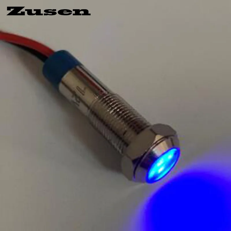 Синий Zusen 6 мм 12V металлическая сигнальная лампочка водонепроницаемый сигнальная лампа(ZS06-D/12 V/N - Цвет: Синий