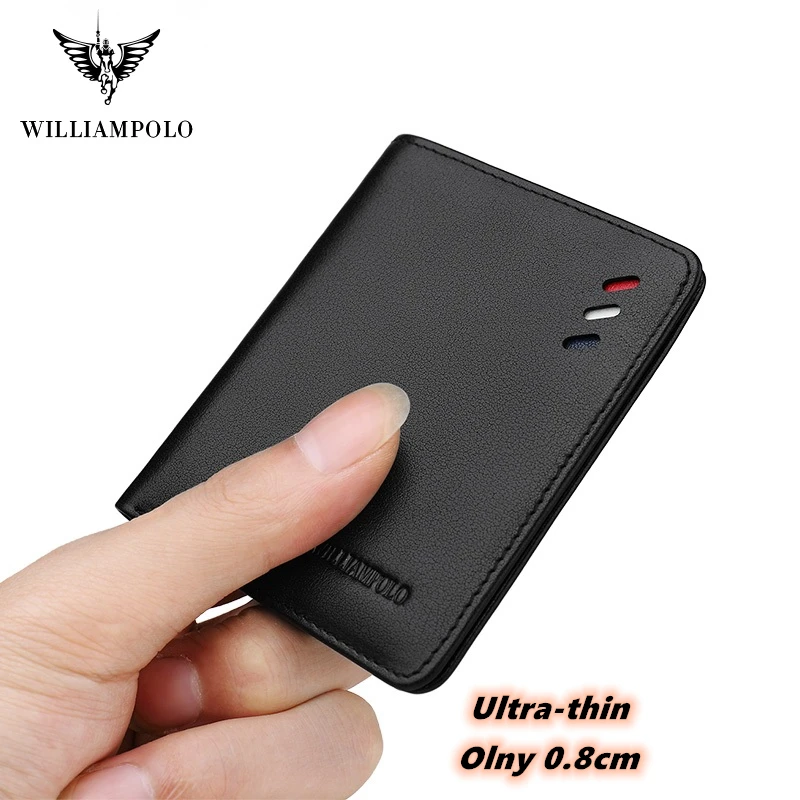 Бумажник WILLIAMPOLO из натуральной кожи для мужчин маленький ультратонкий