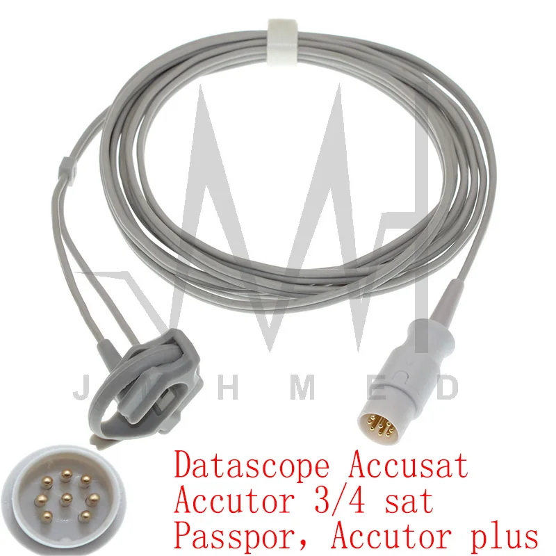 

Compatible with spo2 Sensor of Datascope Accusat Accutor 3/4 Sat Passport Accutor Plus Monitor Finger/Ear Oximetry Cable 8pin 3m