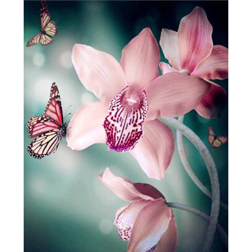 

5D DIY Diamond Painting Flower Painting Butterfly and Flower Scenery Picture Square/Round Diamond Cross Stitch Embroidery TX399