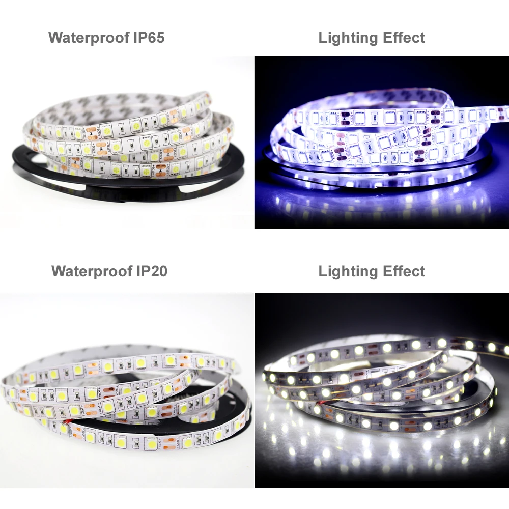 SMD 5050 светодиодные полосы водонепроницаемый теплый белый красный синий Epistar 60 светодиодов/м Ambilight Подсветка Водонепроницаемый 12 В светодиодные полосы дистанционного управления