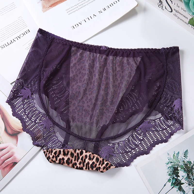 Julexy XXL-6XL, леопардовые женские трусики с высокой талией, плюс размер, сексуальное кружевное нижнее белье, сетчатые трусы, Прозрачное нижнее белье, трусики