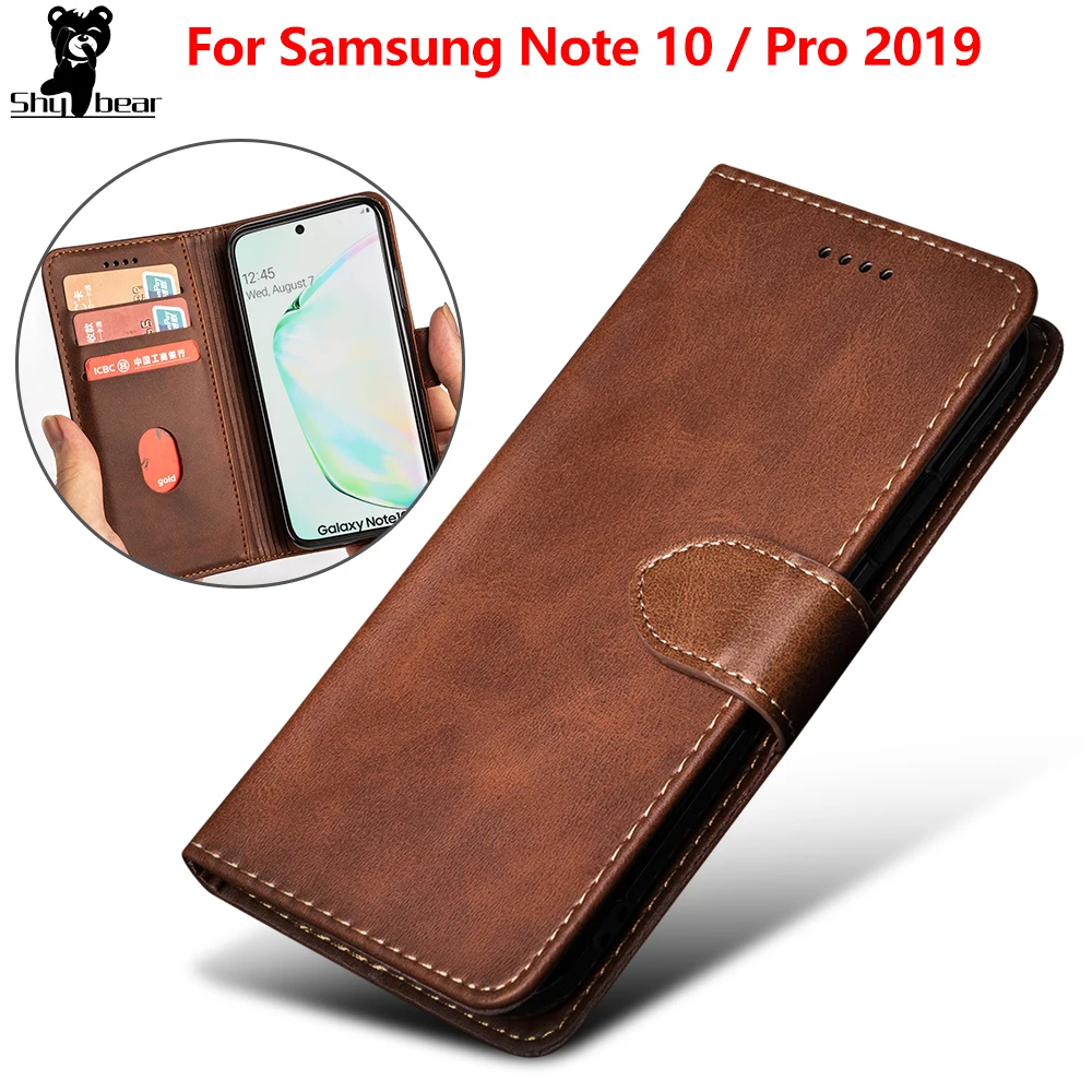 Кожаный чехол для samsung Galaxy Note 10 бумажник Note10 Pro противоударный мягкий с держатель