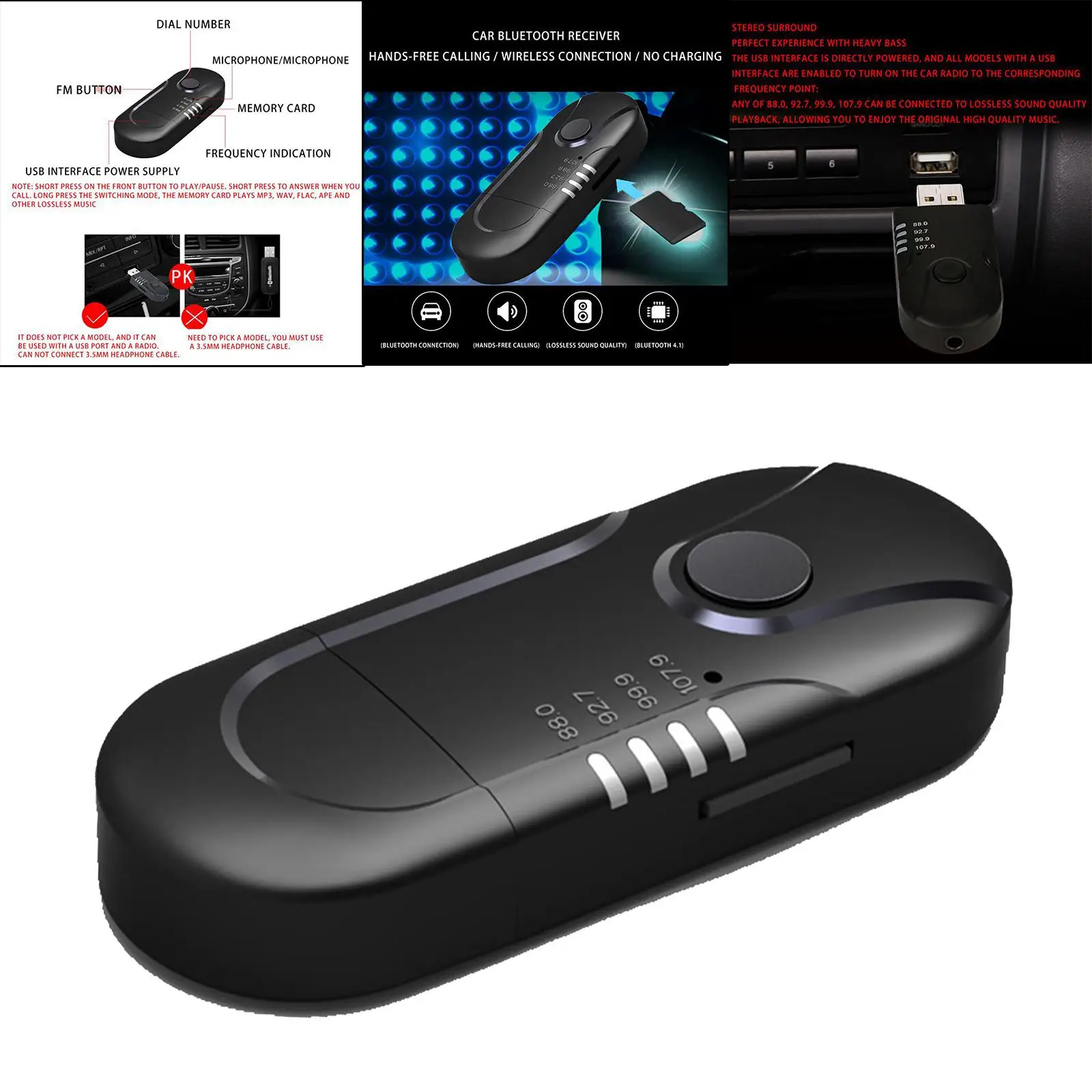 USB Bluetooth адаптер стерео 5.0 портативный 3 в 1 музыкальный плеер fm-передатчик