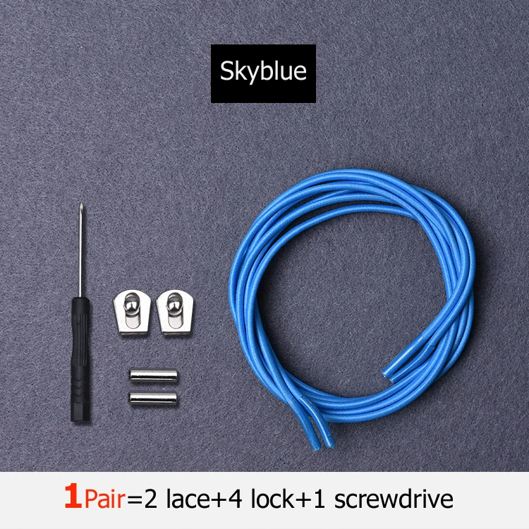 sky blue Шнурки без завязок эластичные шнурки для обуви с металлическим замком для кроссовок, походных ботинок или спортивной обуви для бега и тенниса - Цвет: sky blue