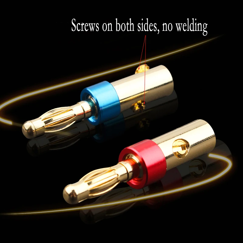 Позолоченный Банановый штекер из чистой меди без пайки фонарики кабель для