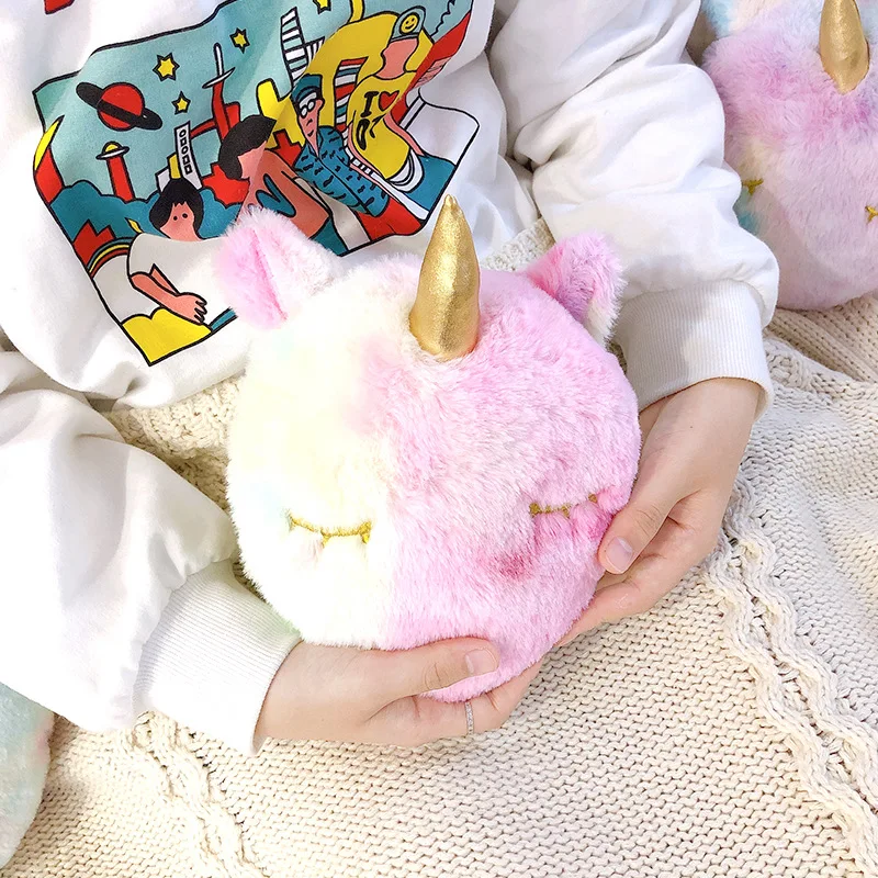 Плюшевые домашние тапочки с кошечкой из мультфильма съемный Единорог теплая