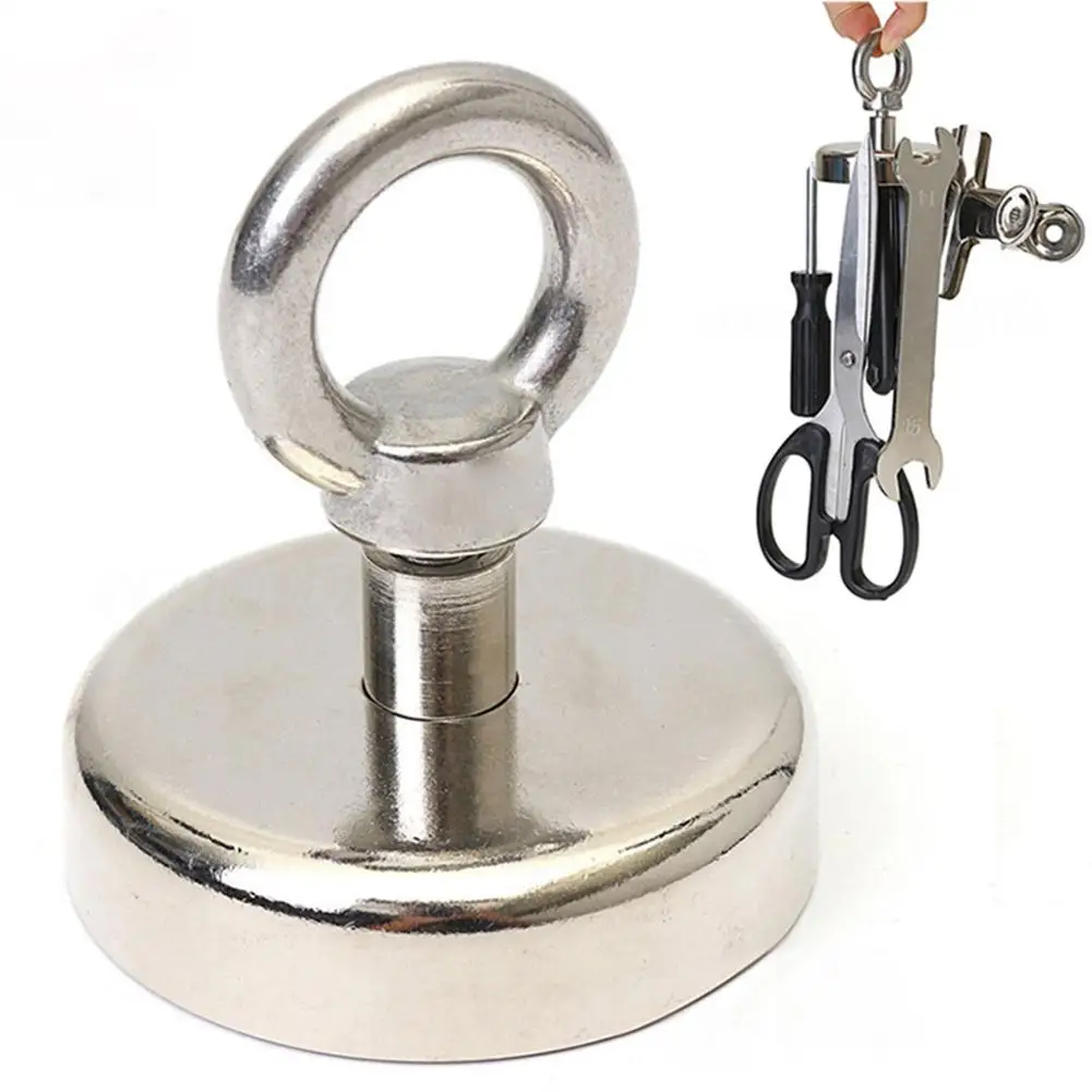

Neodymium Fishing Magnets Double-Sided Magnetic Round Neodymium Magnet with Eyebolt