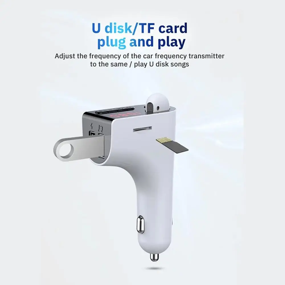FM-трансмиттер автомобильный с поддержкой Bluetooth 5 0 и 2-мя USB-портами - купить по