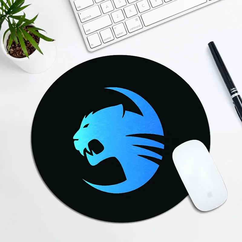 

Small Circular Mousepad With Peripherals Logo of ROCCAT Mouse Pad Kawaii Accessories Gamer Keyboard Gaming Computer Table Stitch
