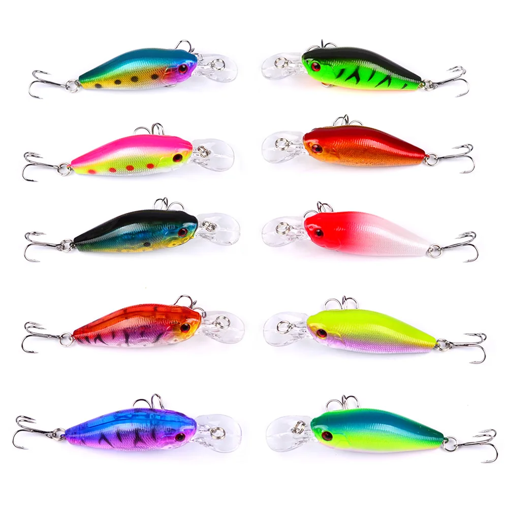 

10PCS 7cm 8g Minnow Fishing Wobblers Artificial Hard Bait Fake Plastic Lures Pesca Crankbait Pike Treble Hooks Tackle Swimbait