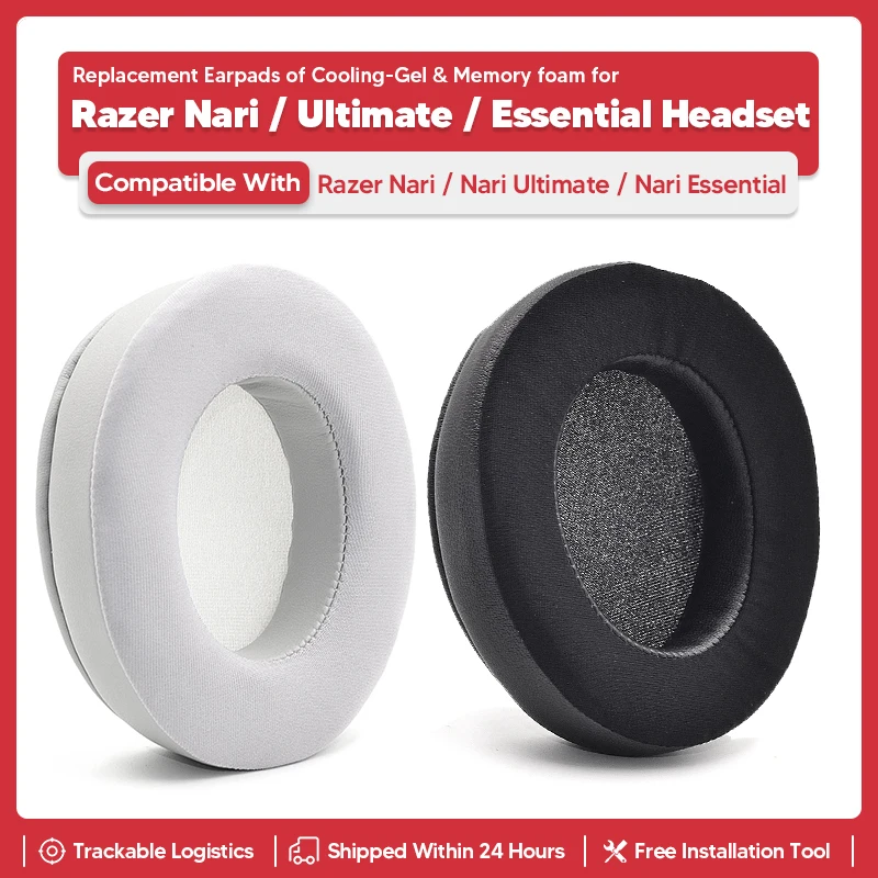 Almohadillas para los oídos Nari, repuesto de almohadillas de Gel de refrigeración para los auriculares Razer Nari Ultimate Wireless 7,1 Essential Wireless 7,1, accesorios para auriculares