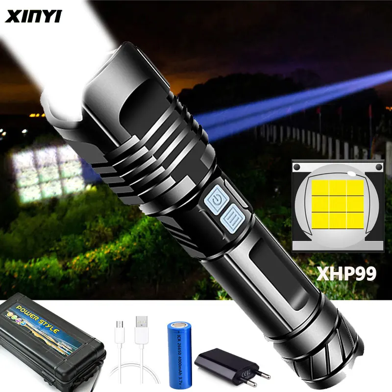 Супермощный светодиодный фонарик XHP100 перезаряжаемый от USB XHP90 тактический фонарь