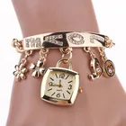 Женские часы, Роскошные, Лидирующий бренд, модные, женские, золотые, любовь, стразы, браслет-цепочка, наручные часы, квадратные часы, подарок, reloj mujer Q