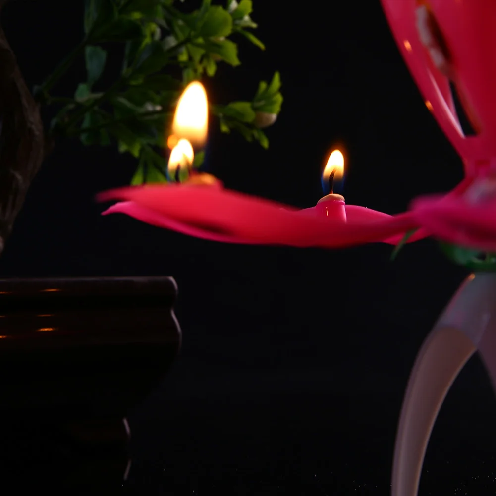 Вращающаяся музыкальная свеча в виде цветка день рождения торт Топпер украшение