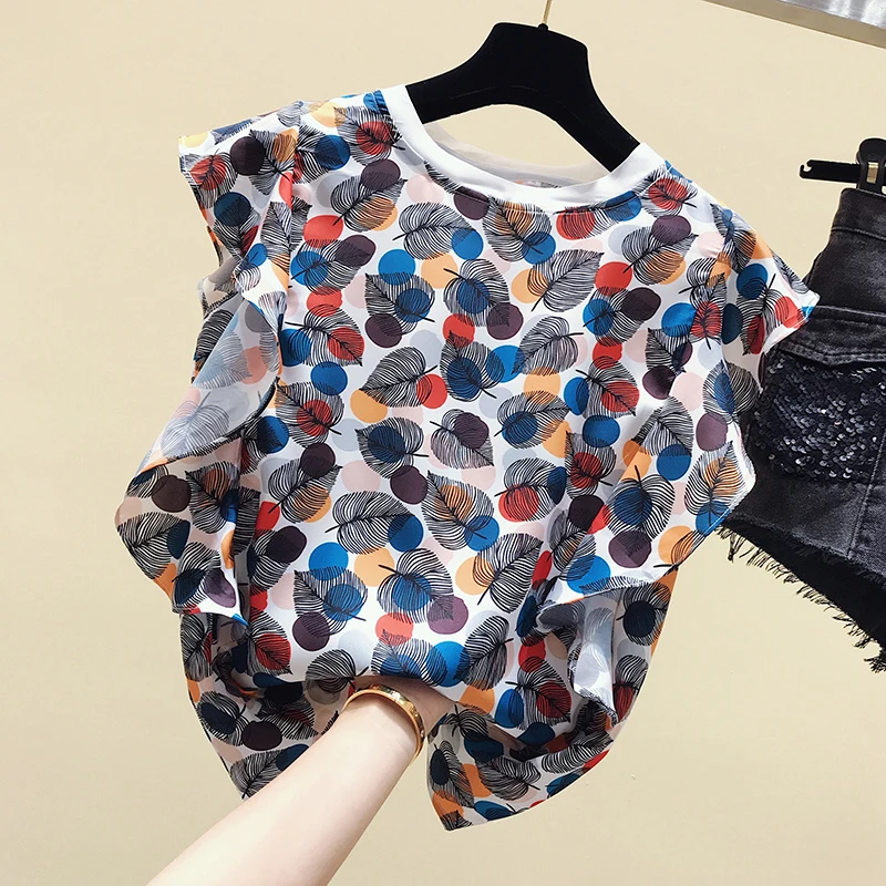 

Ruffles Chiffon Shirt Female Sleeveless Blouse 2020 Summer New Style Korean Loose Sweet Small Shirt Ladies Top Fashion Blusas