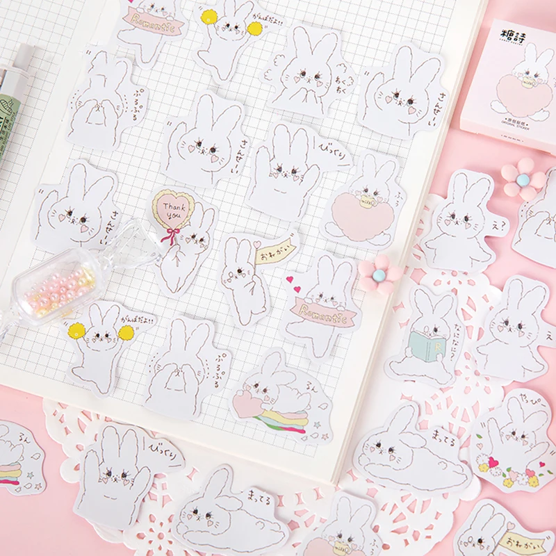Мохамм 45 листов Kawaii мультфильм милый белый кролик Васи Маскировочная наклейка Скрапбукинг Девушка школьные принадлежности канцелярские принадлежности