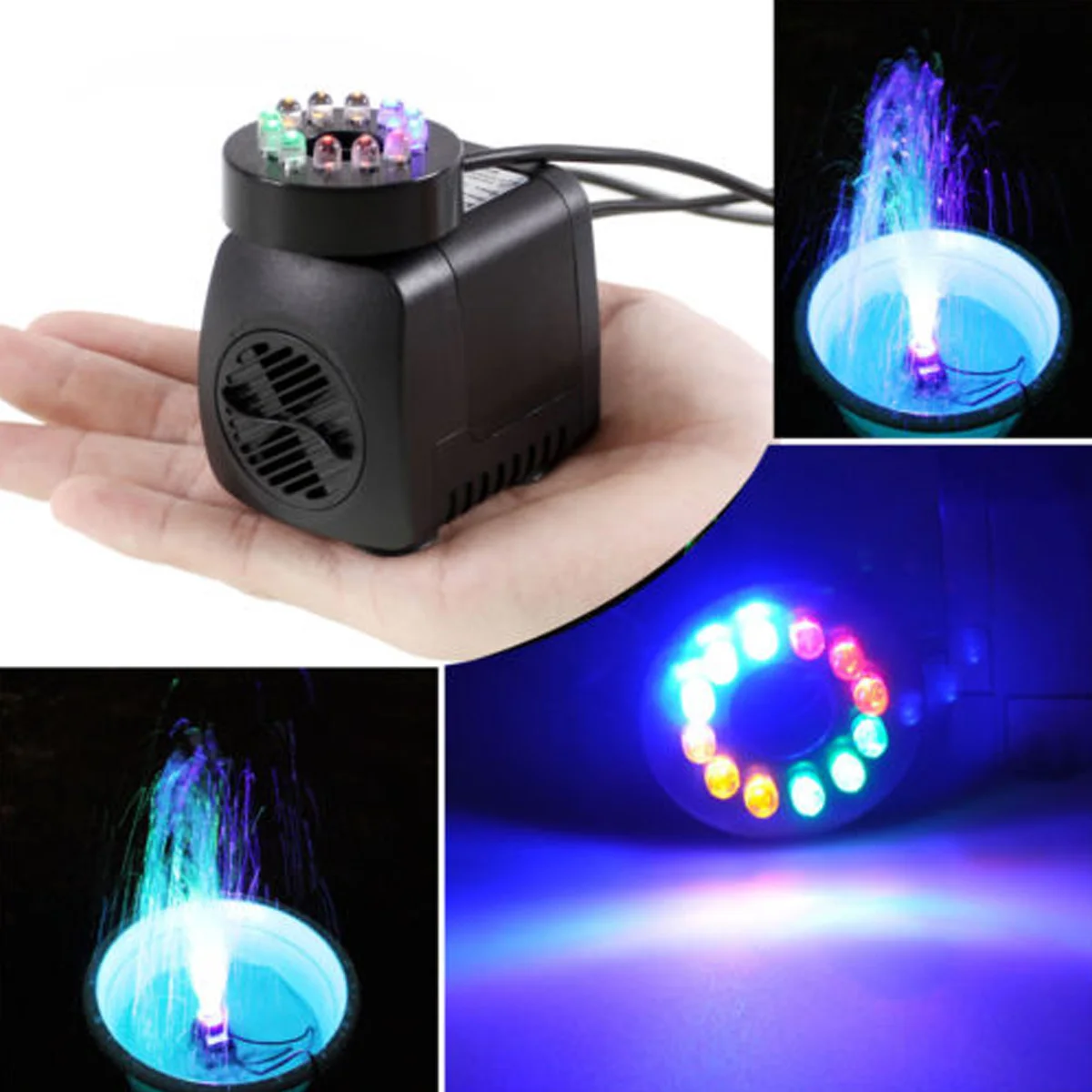 Погружной водяной насос 12 Светодиодный светильник Дов 15 Вт 800 л/ч для аквариумов