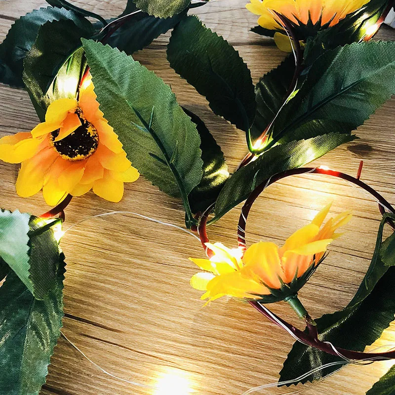 2.2m 30 Lights Simulation Sunflower Rattan String Light Artificial Flower Decorative Atmospheres JAN88 | Дом и сад