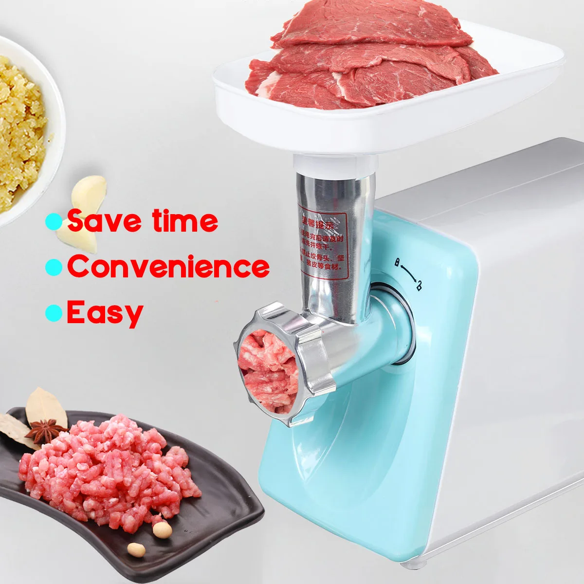 

3500W Electric Meat Grinders 220V Colorful Stainless Steel Home Sausage Stuffer Meat Mincer Heavy Duty Household Mincer